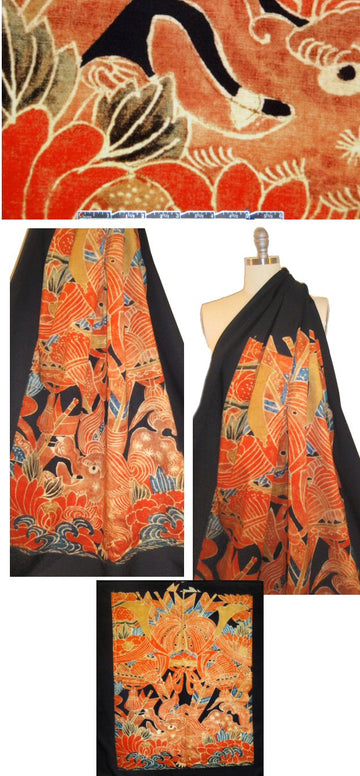 Italian 'dragon of the deep' panel print cotton woven