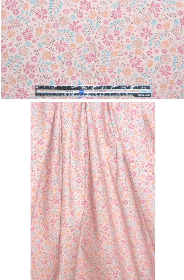 French pale pink/rose floral cotton lawn