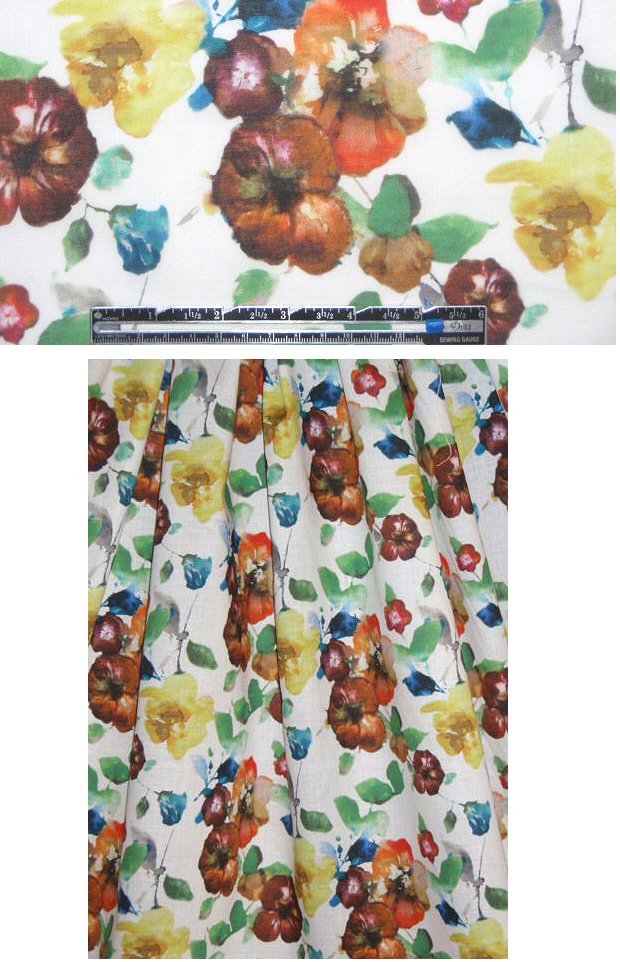 NY designer  colorful floral cotton lawn .95 yds