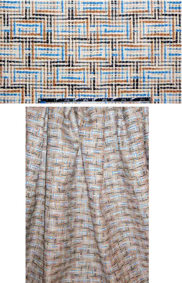 Italian camel/cobalt cotton raffia-look suiting