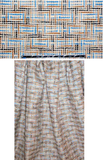 Italian camel/cobalt cotton raffia-look suiting .60 yds