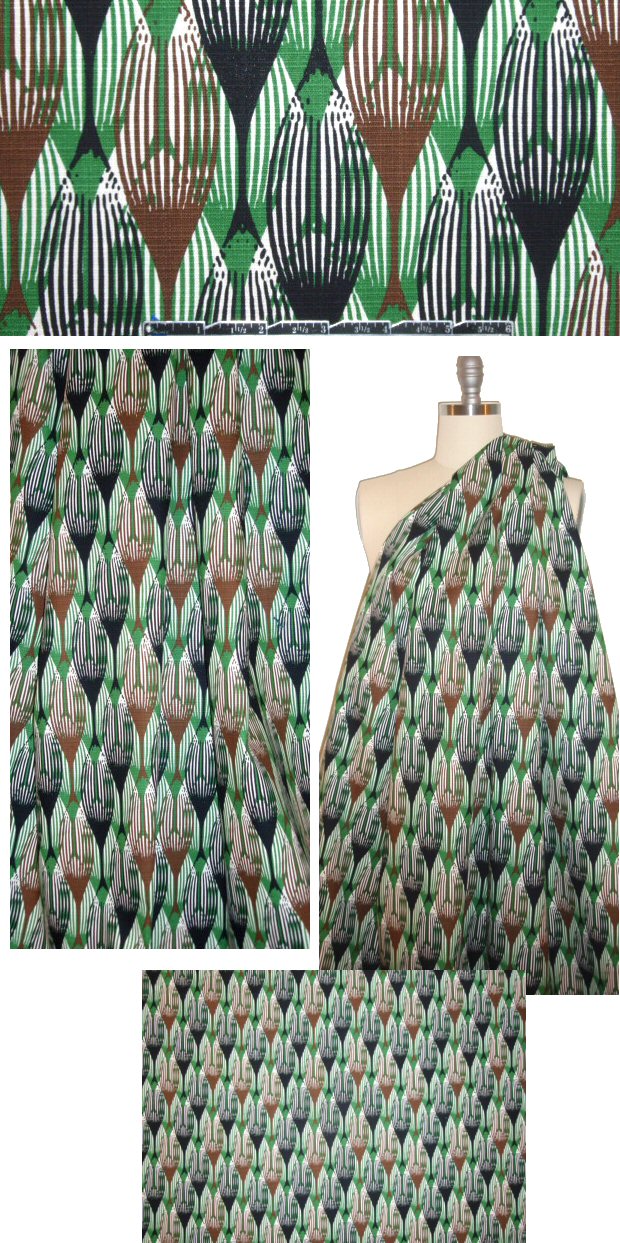 NY designer bold kelly/sienna graphic cotton woven