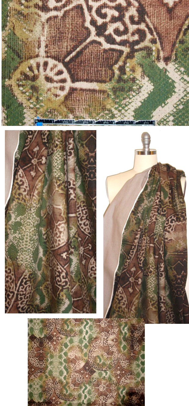 NY designer python medallion stretch cotton twill