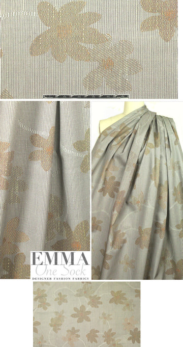Italian greenish/brown floral cotton broadcloth .95 yds