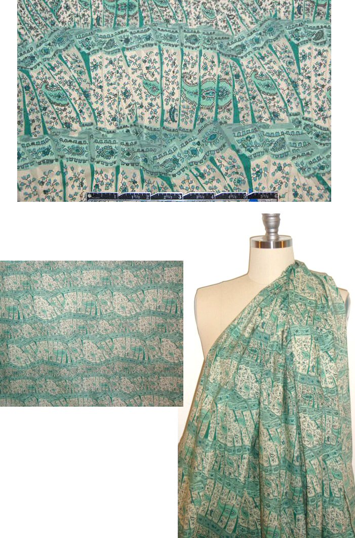 greens pleated look paisley print cotton shirting