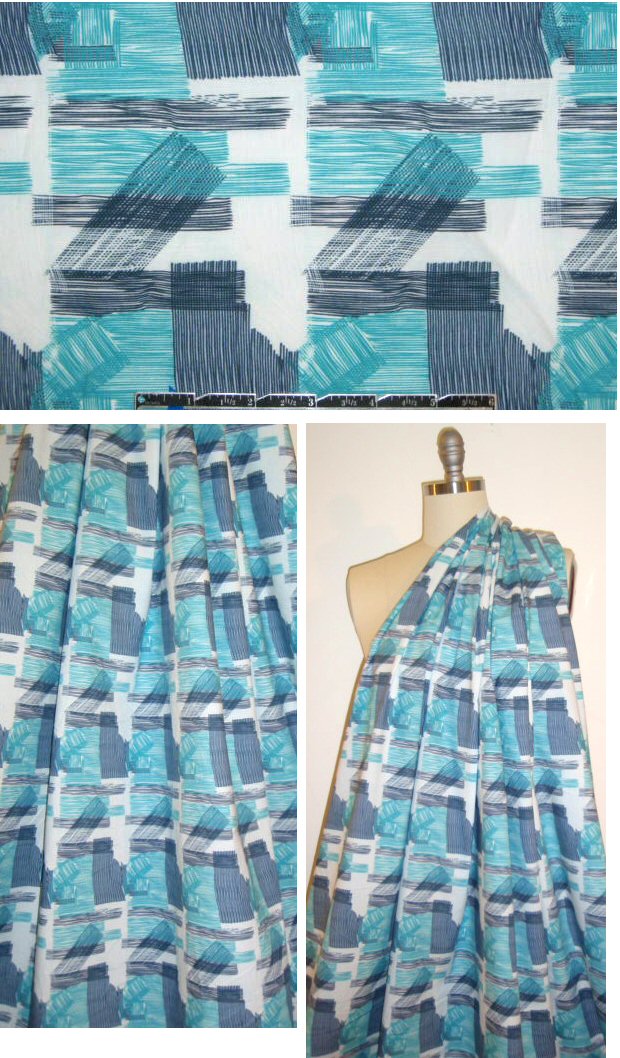 NY designer hatchy graphic cotton shirting