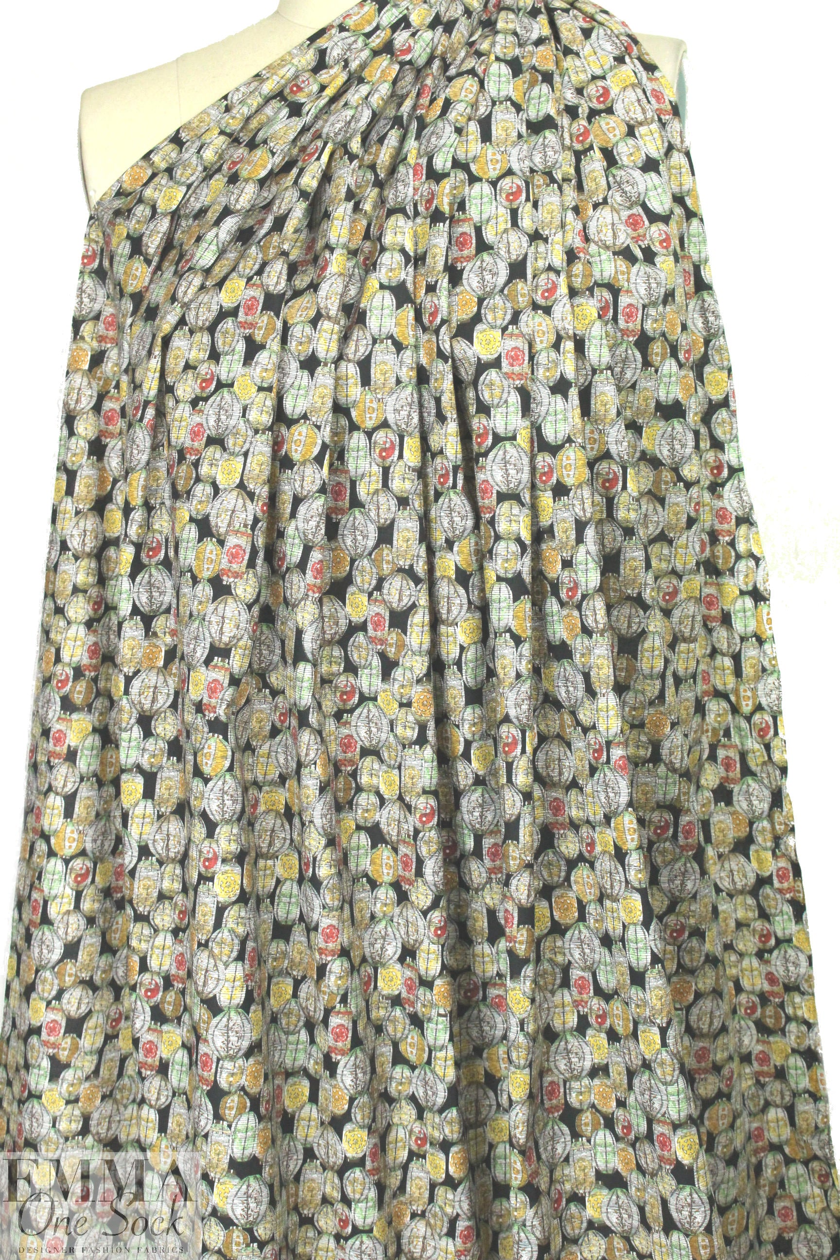 T0ri Richard 'lanterns' screen printed cotton lawn