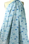 NY designer deco floral cotton poplin - wisteria/cadet