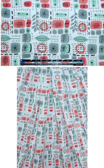 French cotton print - salmon/sage graphic 1 yd