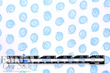 'nautilus shell' cotton lawn - light blue/white 1.75 yd