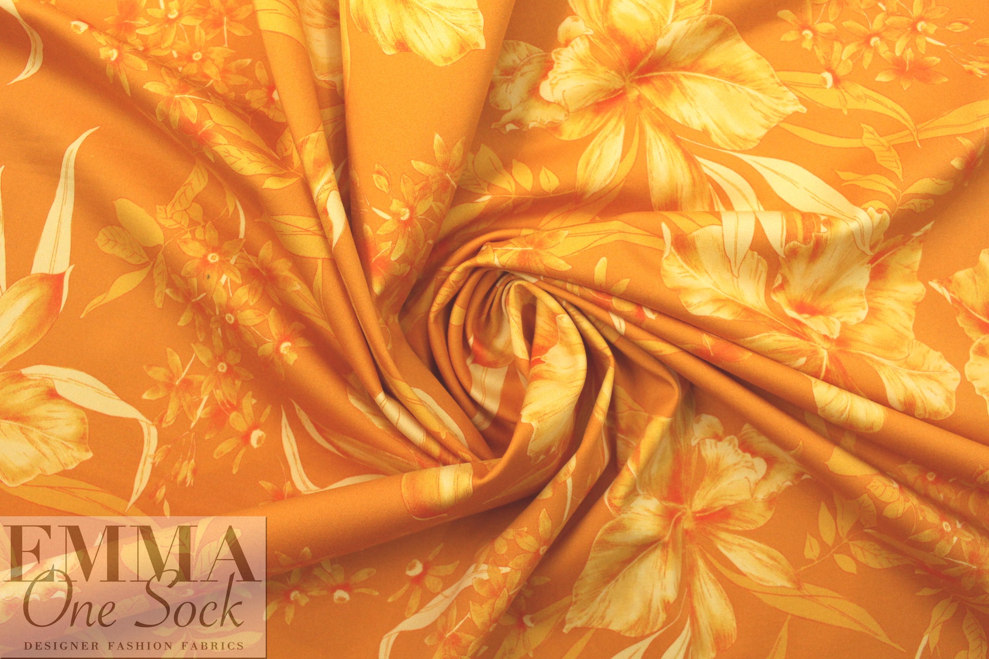 NY designer citrus floral cotton stretch shirting