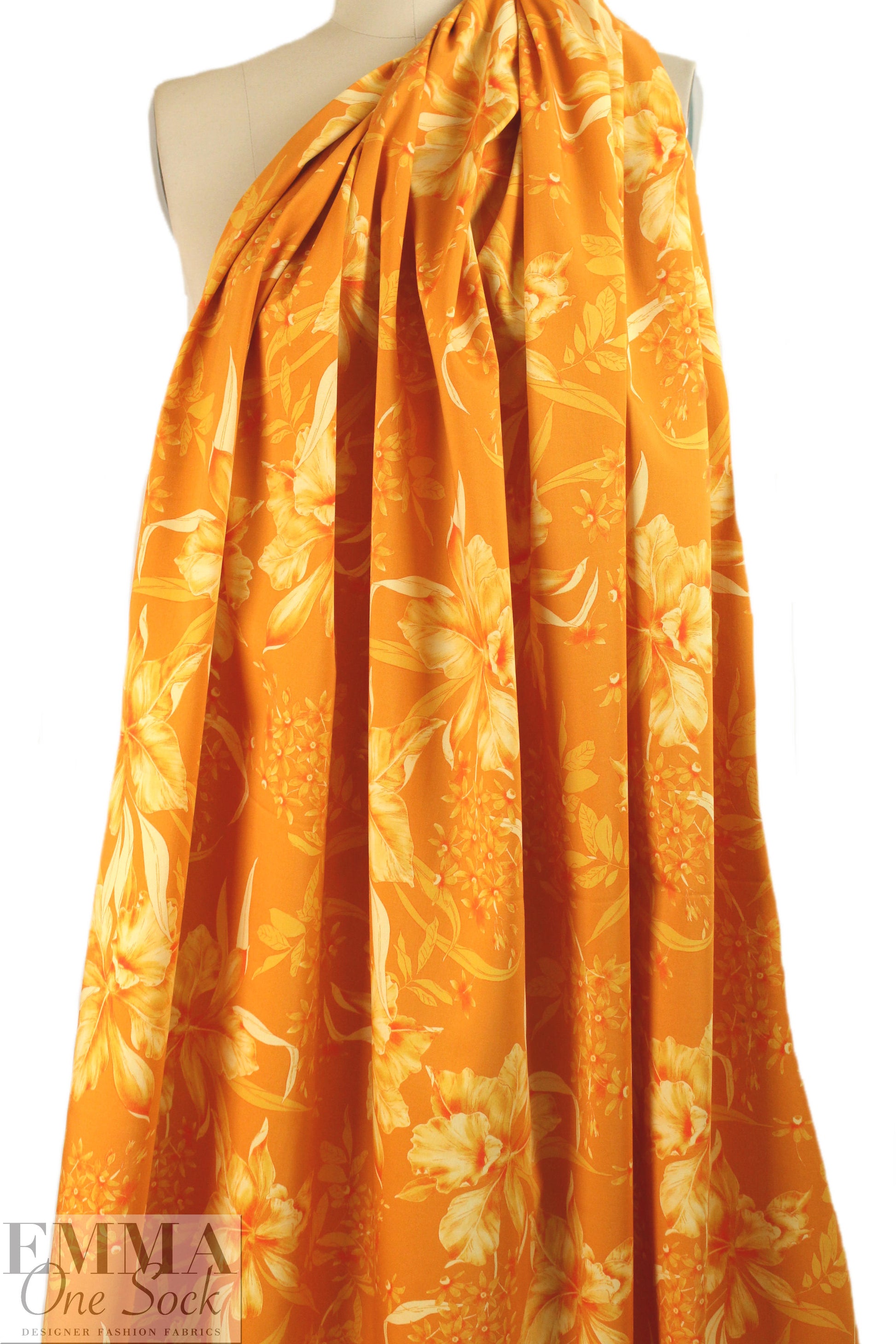 NY designer citrus floral cotton stretch shirting 1.3 yds