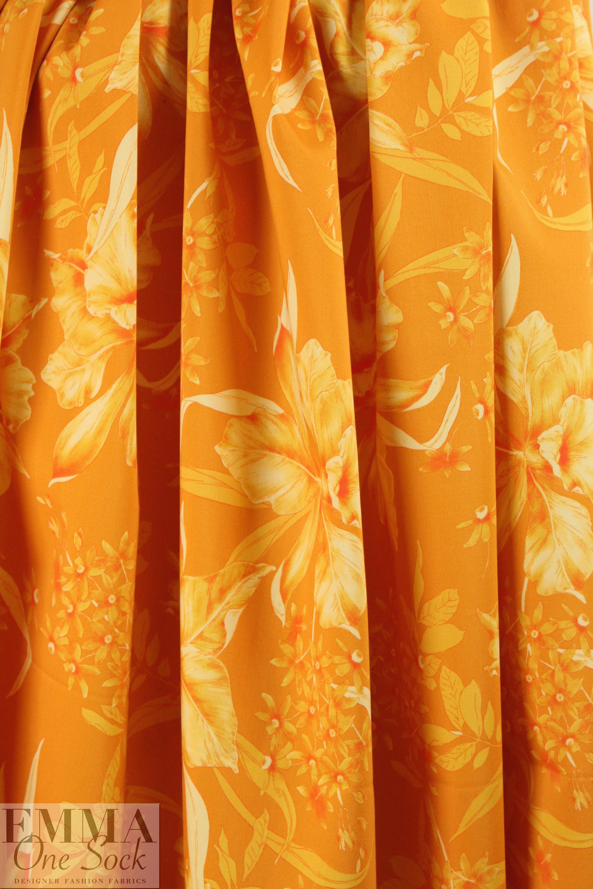 NY designer citrus floral cotton stretch shirting