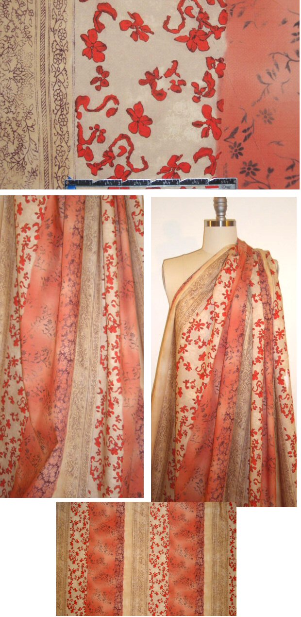 NY designer bands-of-flowers cotton broadcloth
