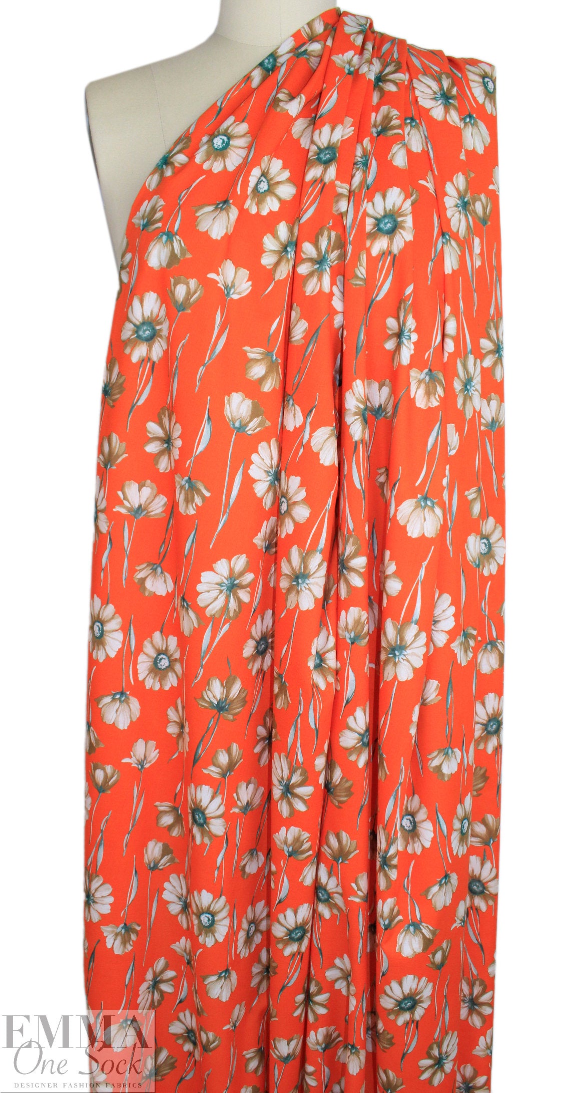 'mandarin primrose' cotton lawn - mandarin/driftwood 2.2 yd