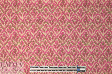 NY designer pink/olive/tan graphic cotton woven