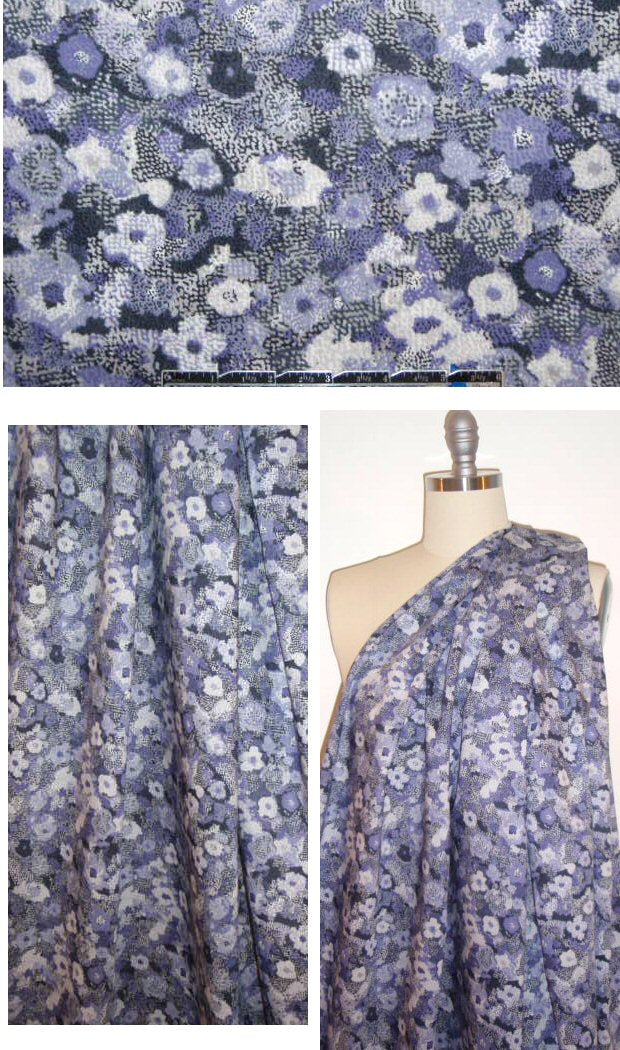 purple/gray dotty flowers print cotton lawn