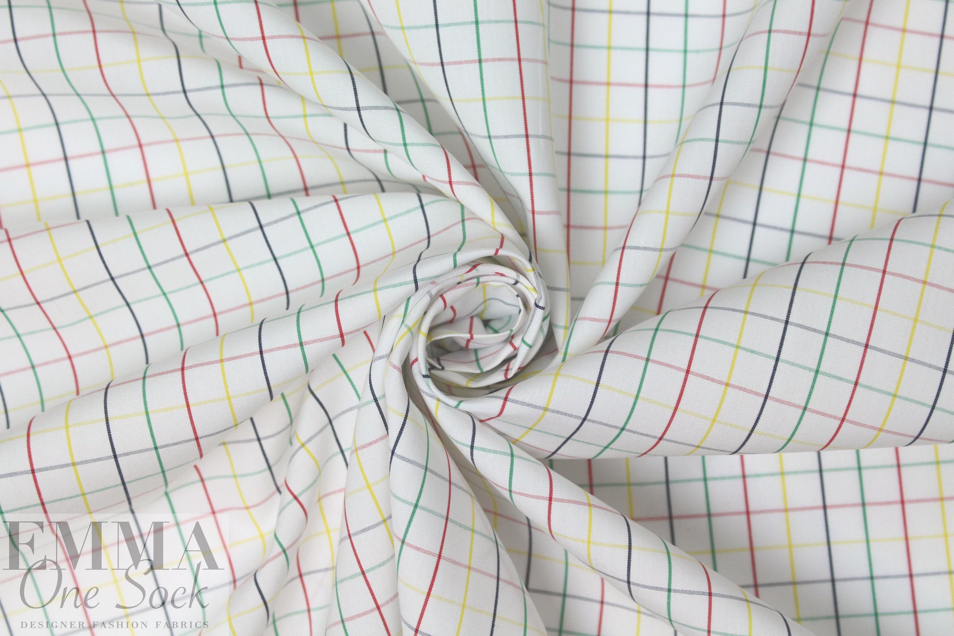 Italian cotton shirting - colorful grid 1.5 yd