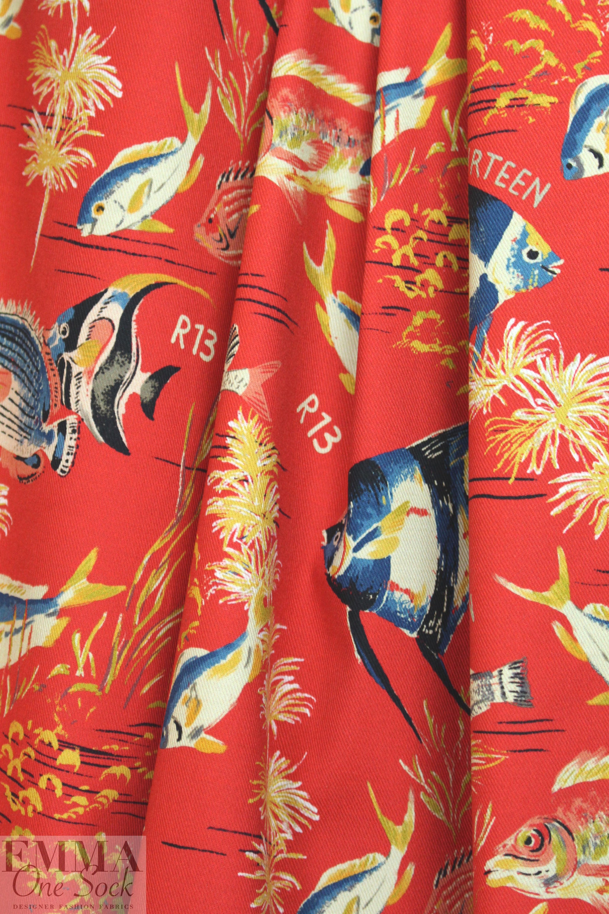 R l3 'something fishy' cotton stretch twill