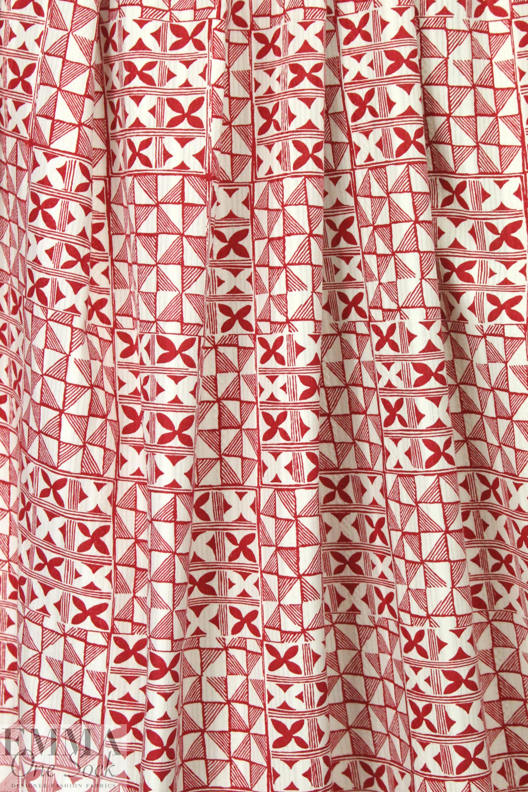 T0ri Richard red/white graphic printed cotton jacquard