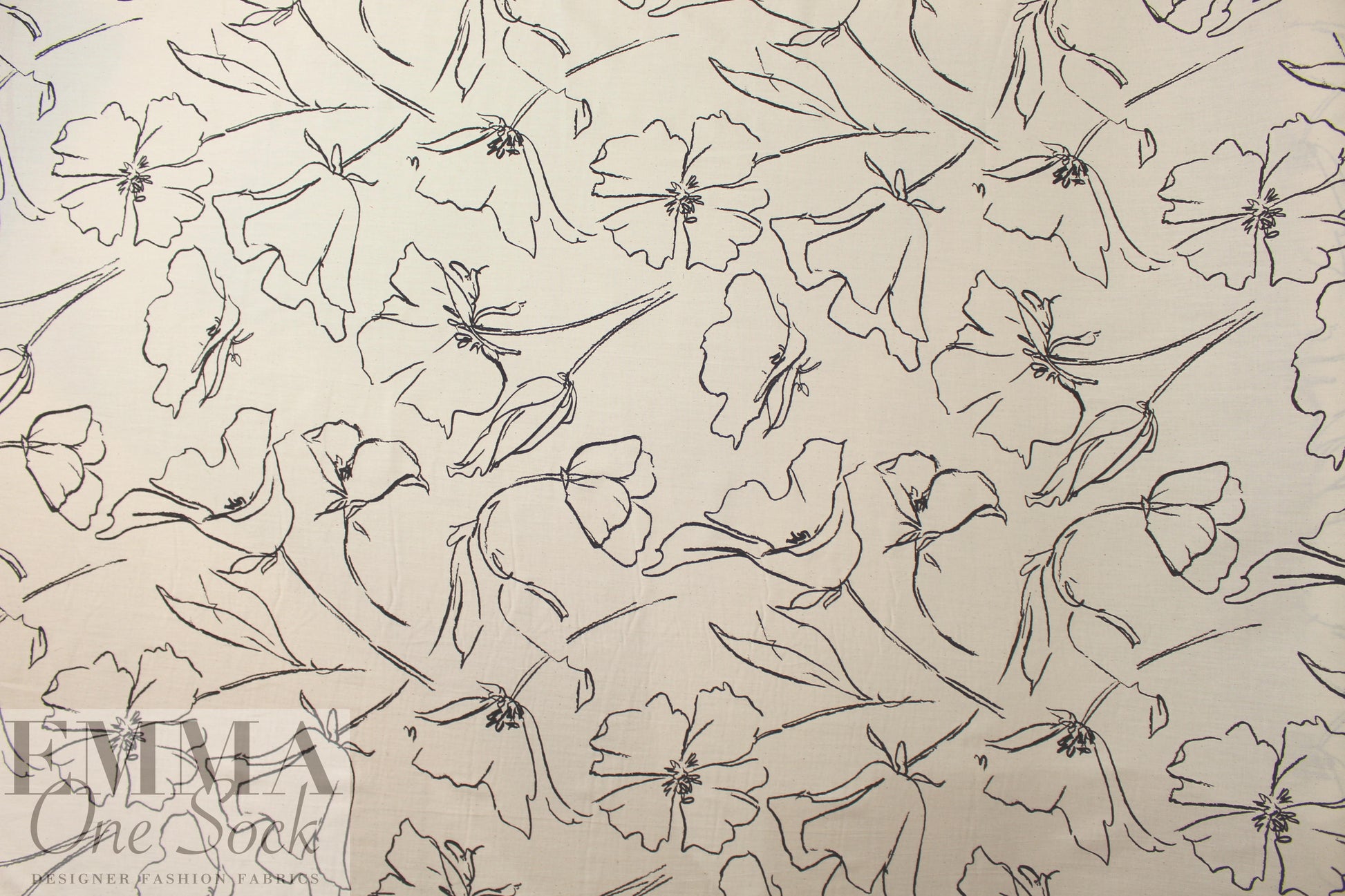 Whit NY rustic cotton woven - pen and ink floral 1.875 yd
