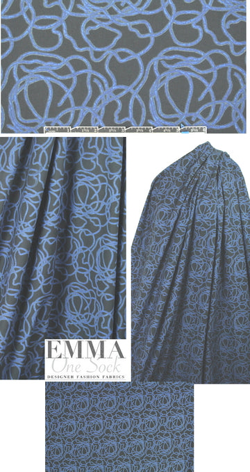 NY designer scrambled blues cotton shirting