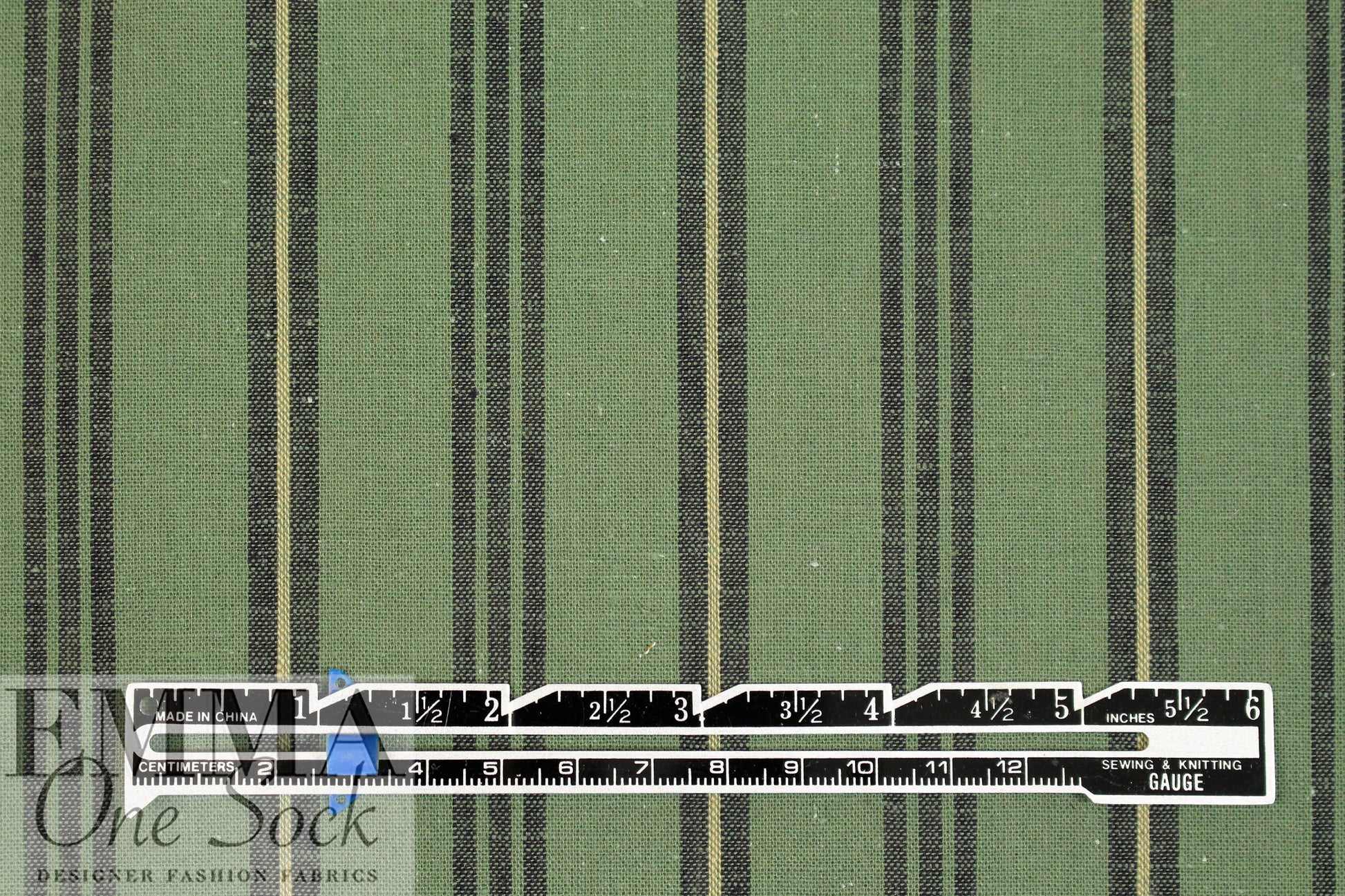 cotton/linen shirt weight striped woven - hedge/black 1.25 yds