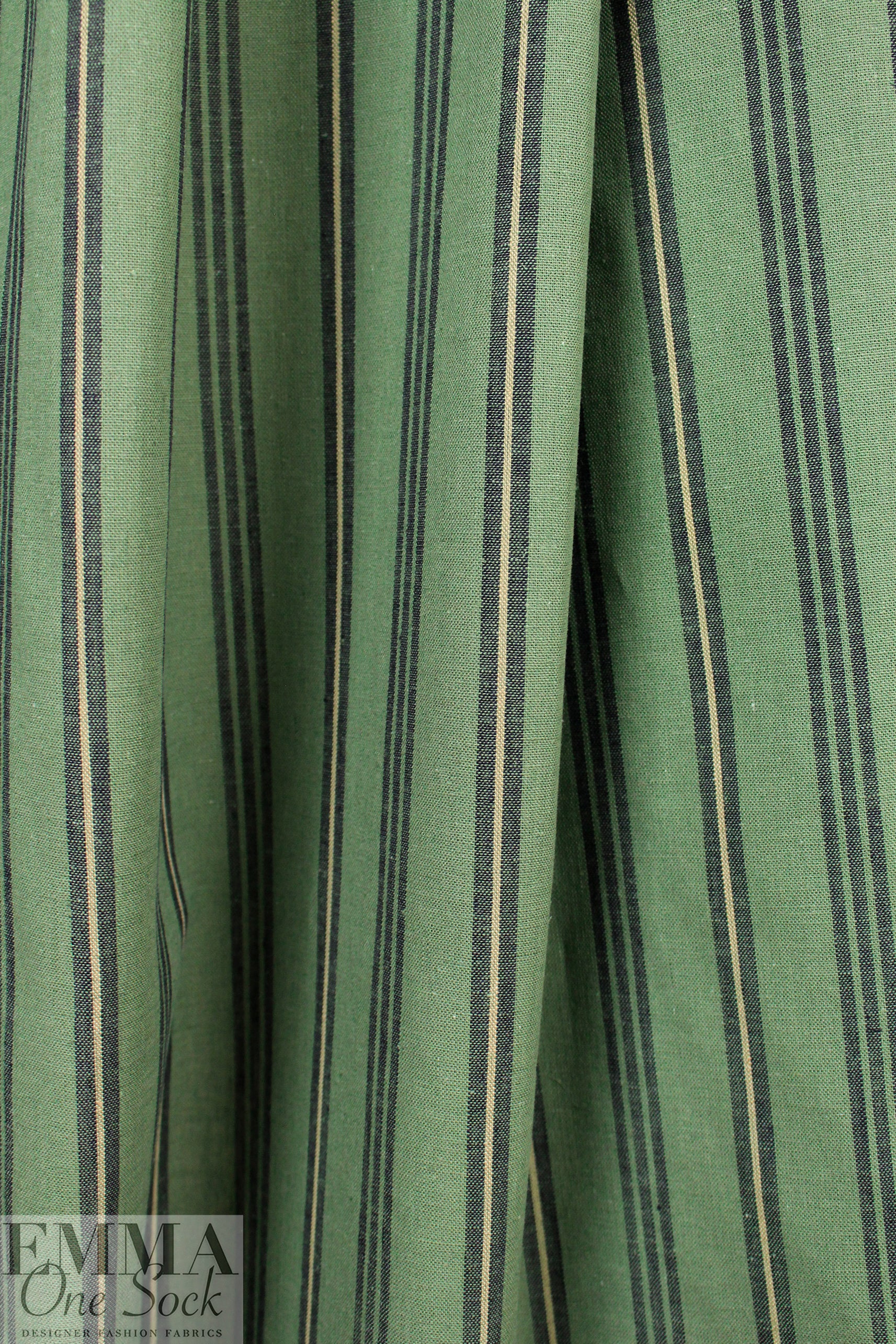 cotton/linen shirt weight striped woven - hedge/black 1.25 yds