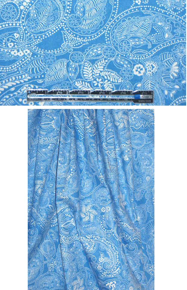 NY designer printed stretch twill - blue/white 1.25 yds
