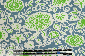 NY designer deco floral cotton poplin - slate/lime 3 yd