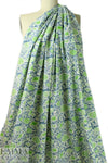 NY designer deco floral cotton poplin - slate/lime