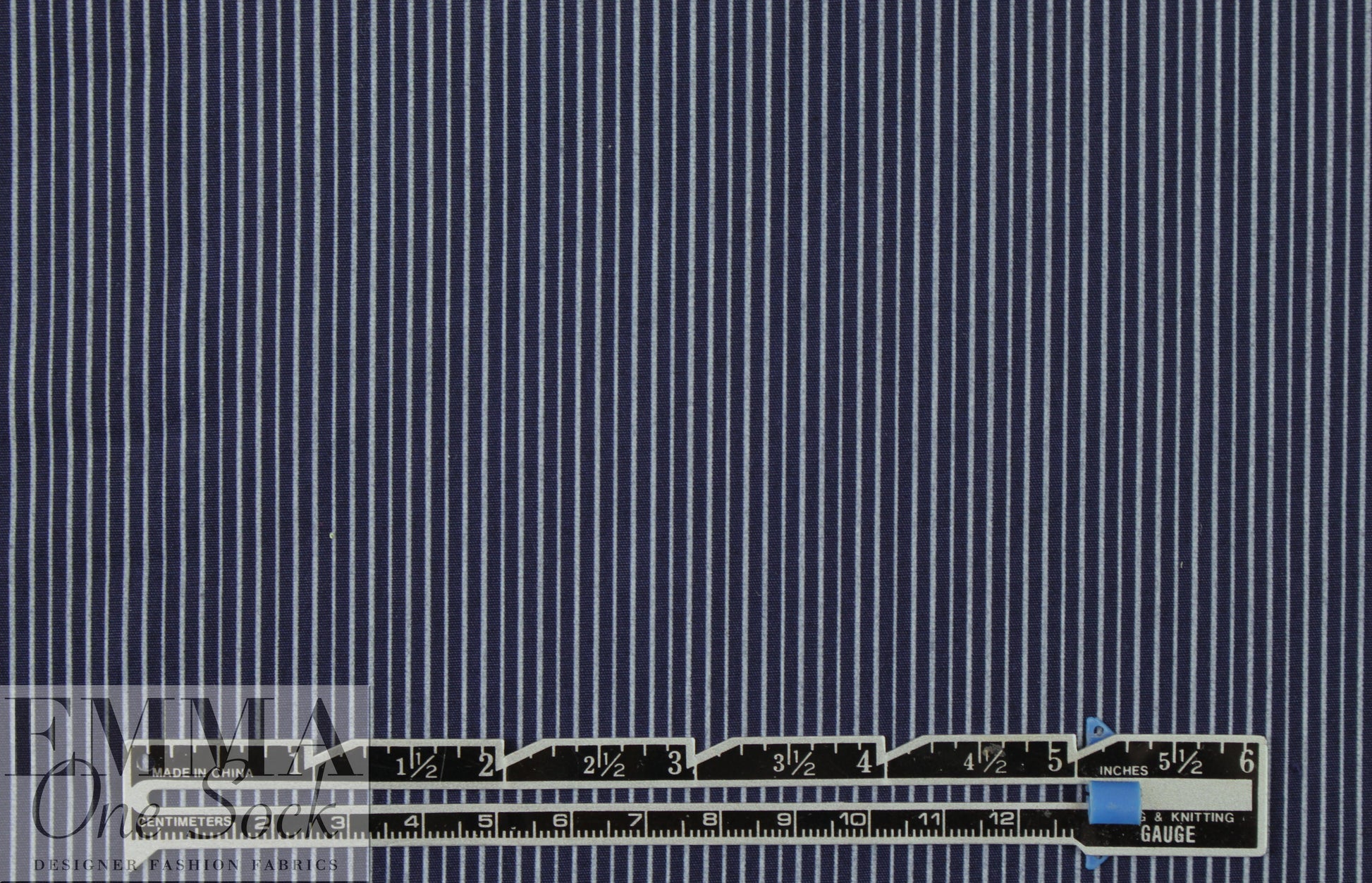 Italian thin stripe cotton poplin - dark navy 1.625 yd