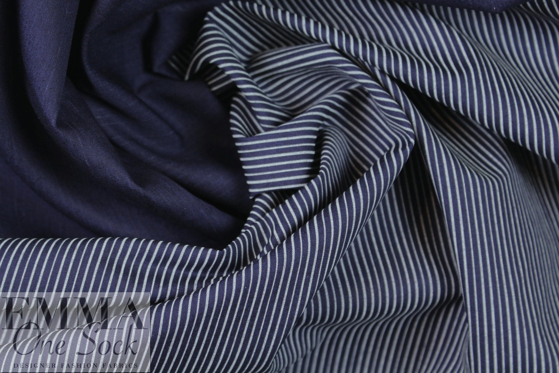 Italian thin stripe cotton poplin - dark navy 1.625 yd