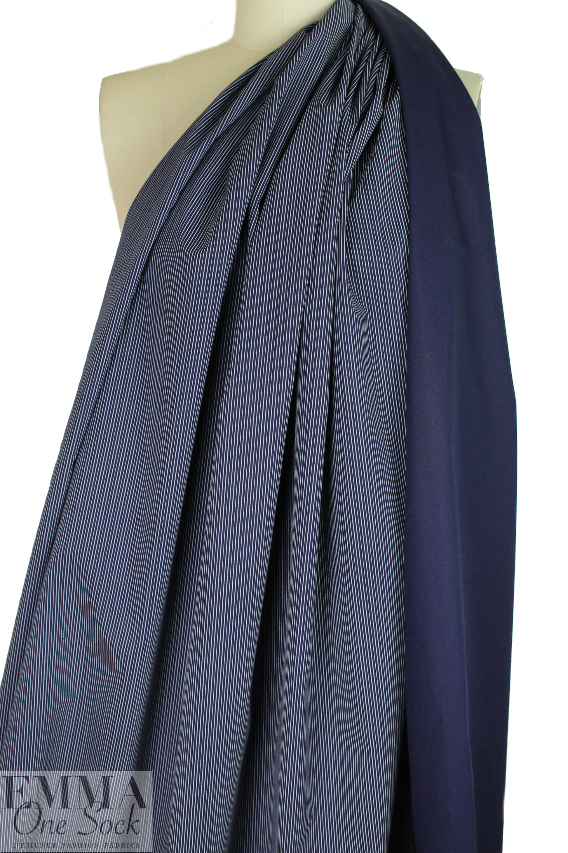 Italian thin stripe cotton poplin - dark navy 2.25 yds