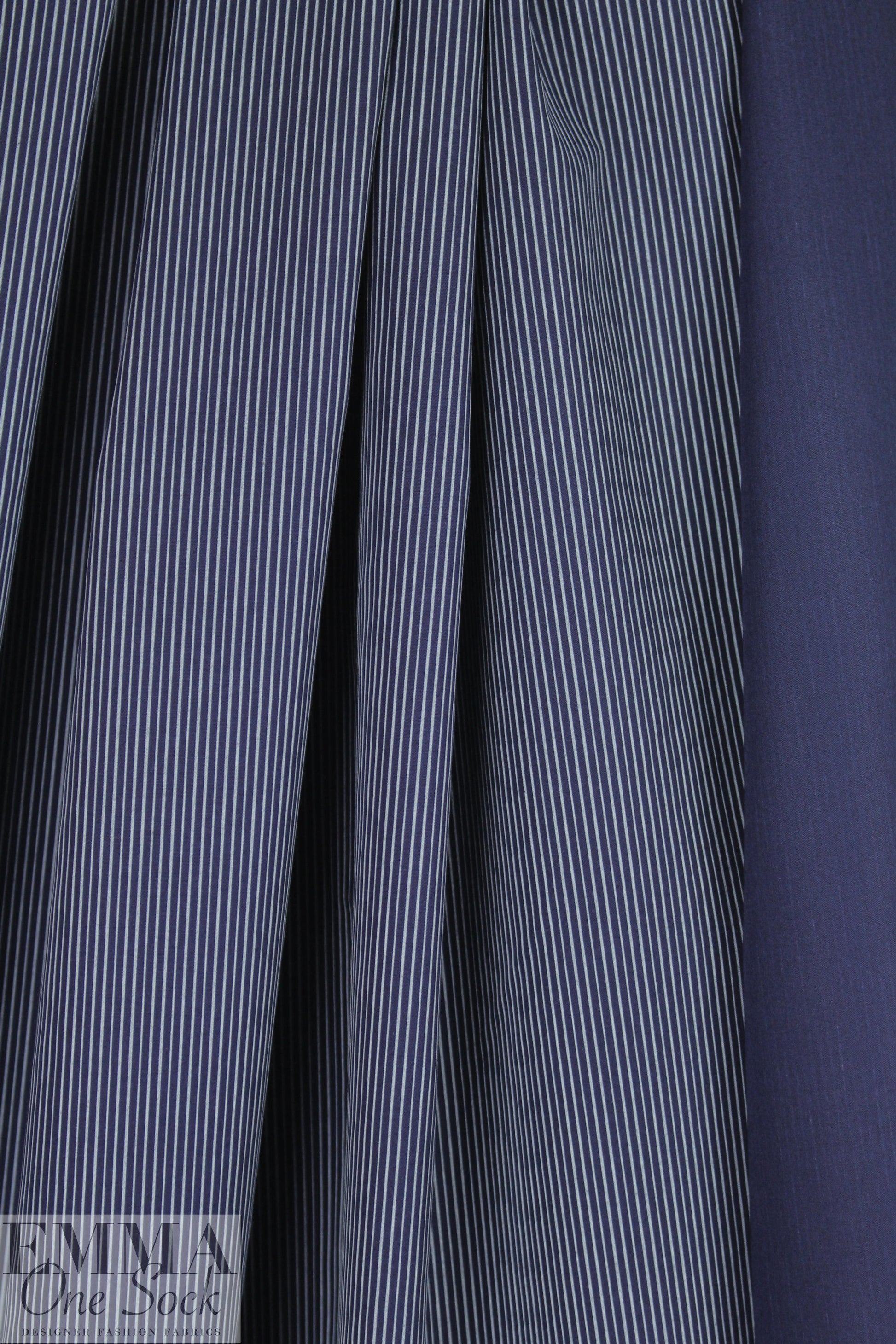 Italian thin stripe cotton poplin - dark navy 2.25 yd