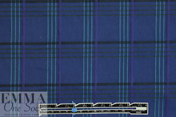 NY designer textured yarn dyed stretch plaid - navy/teal/purple
