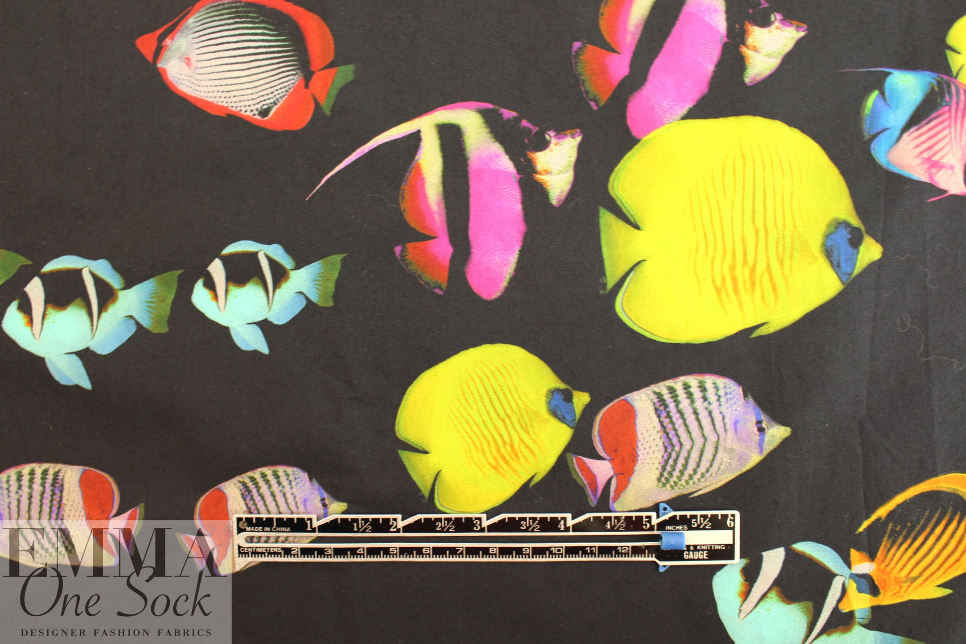 NY designer tropical fish cotton shirting