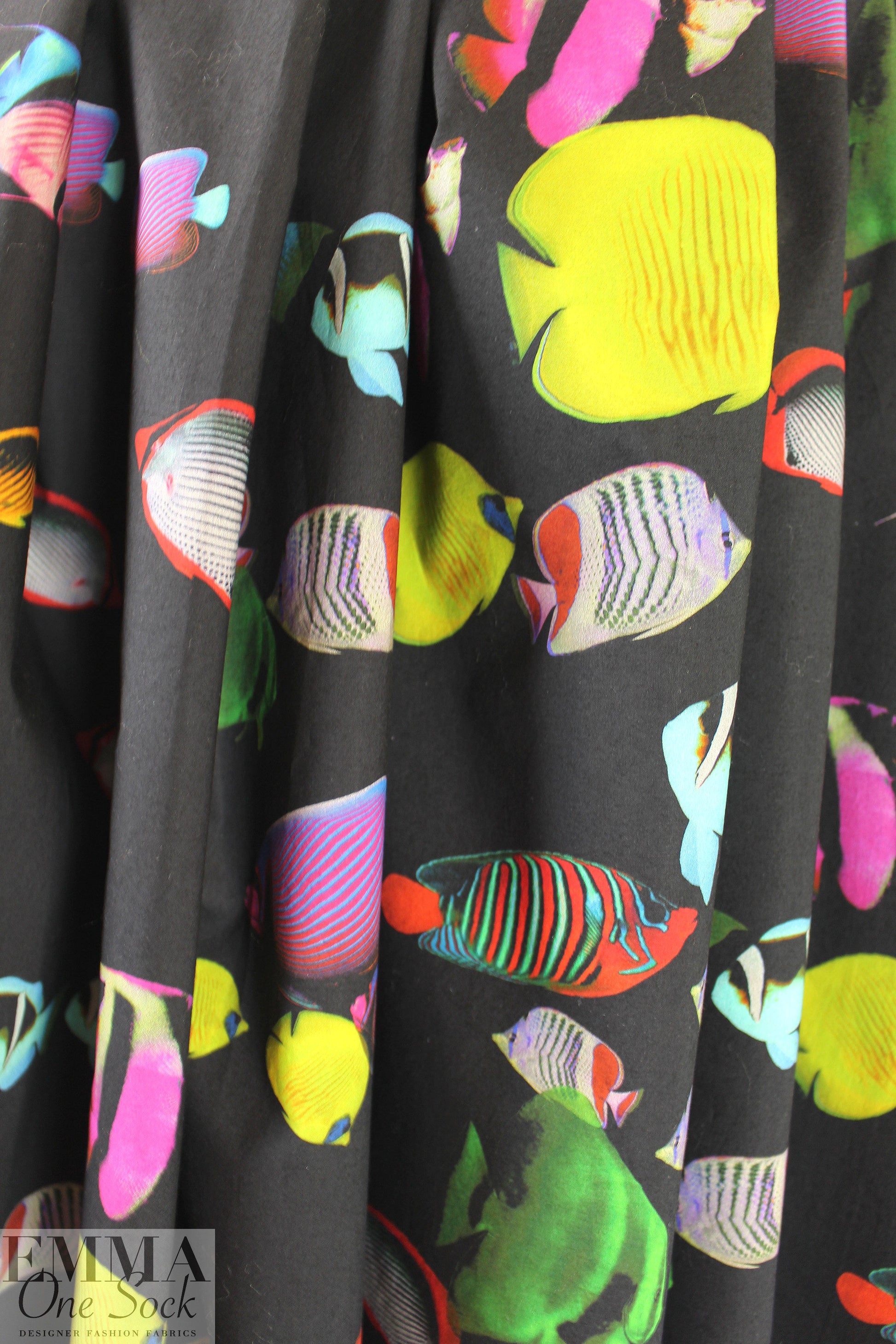 NY designer tropical fish cotton shirting