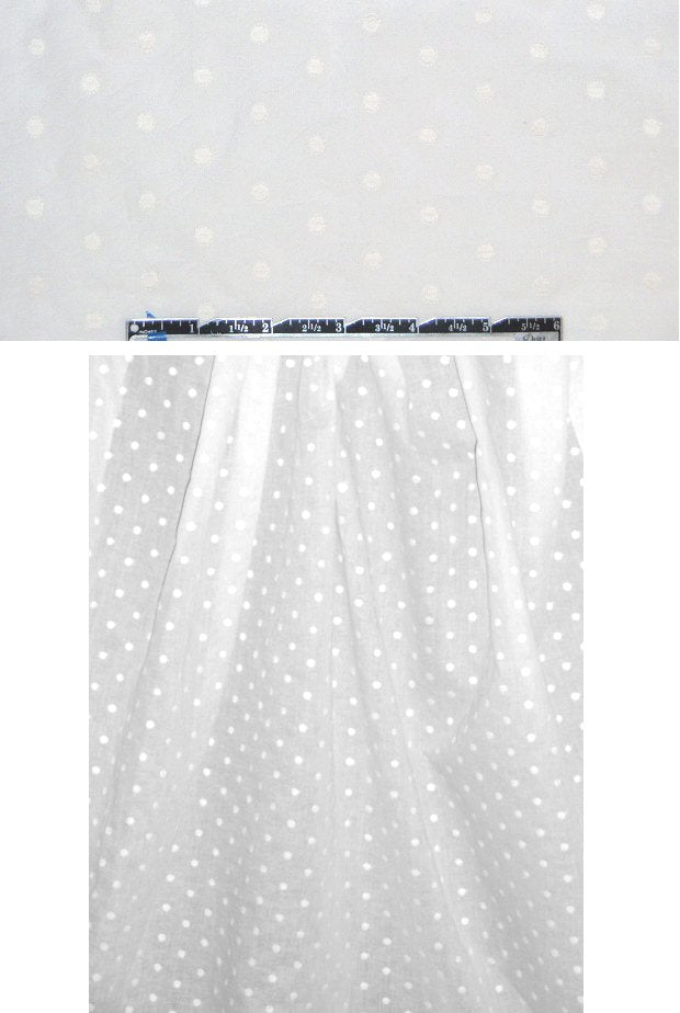 embroidered cotton woven, light ivory polkadot