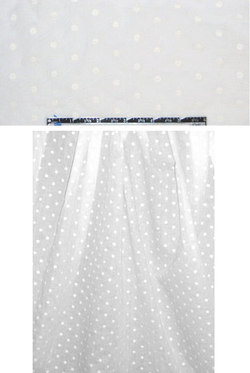 embroidered cotton woven, light ivory polkadot .75 yds