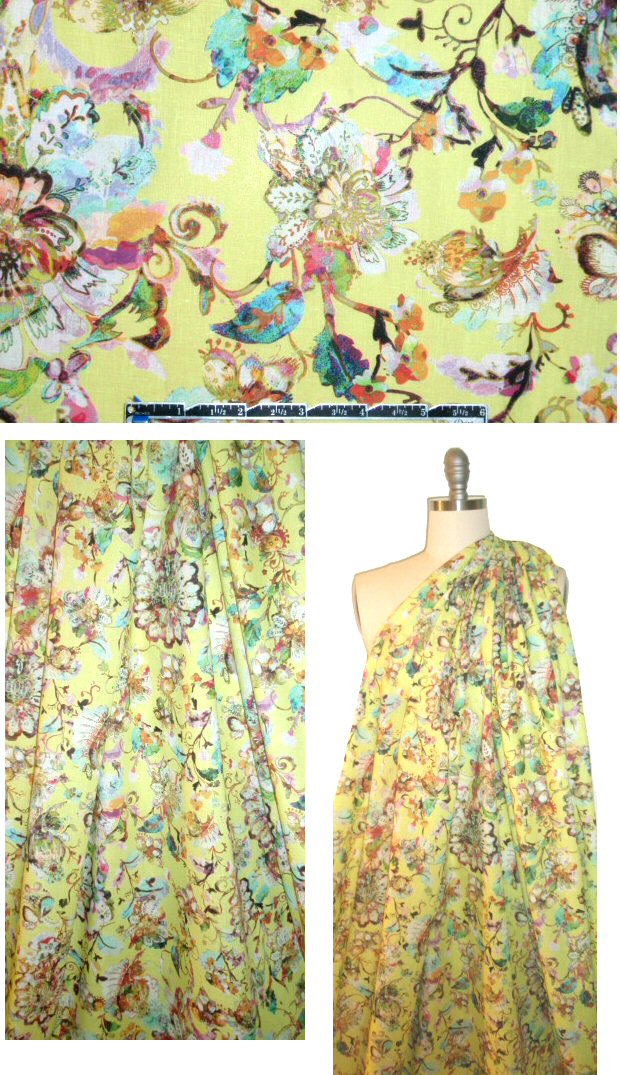 Italian intricate fantasy floral cotton voile