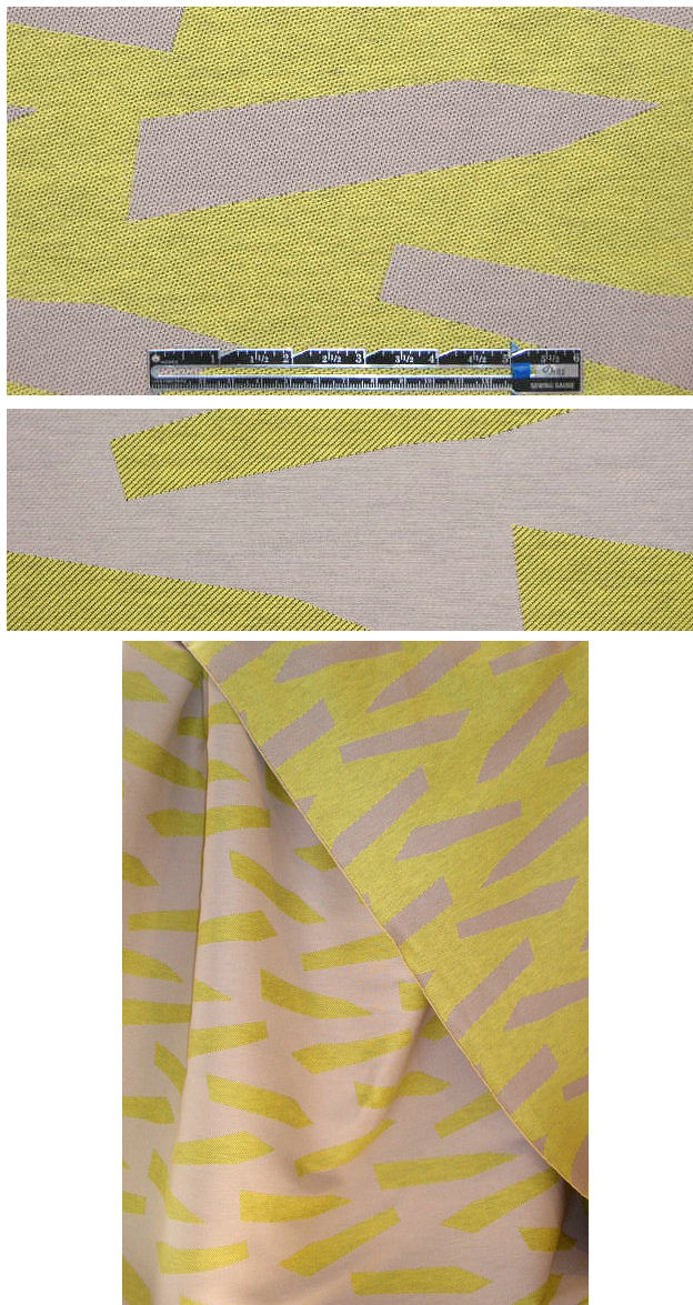 Italian lemon/stone geometric cotton jacquard .75 yds