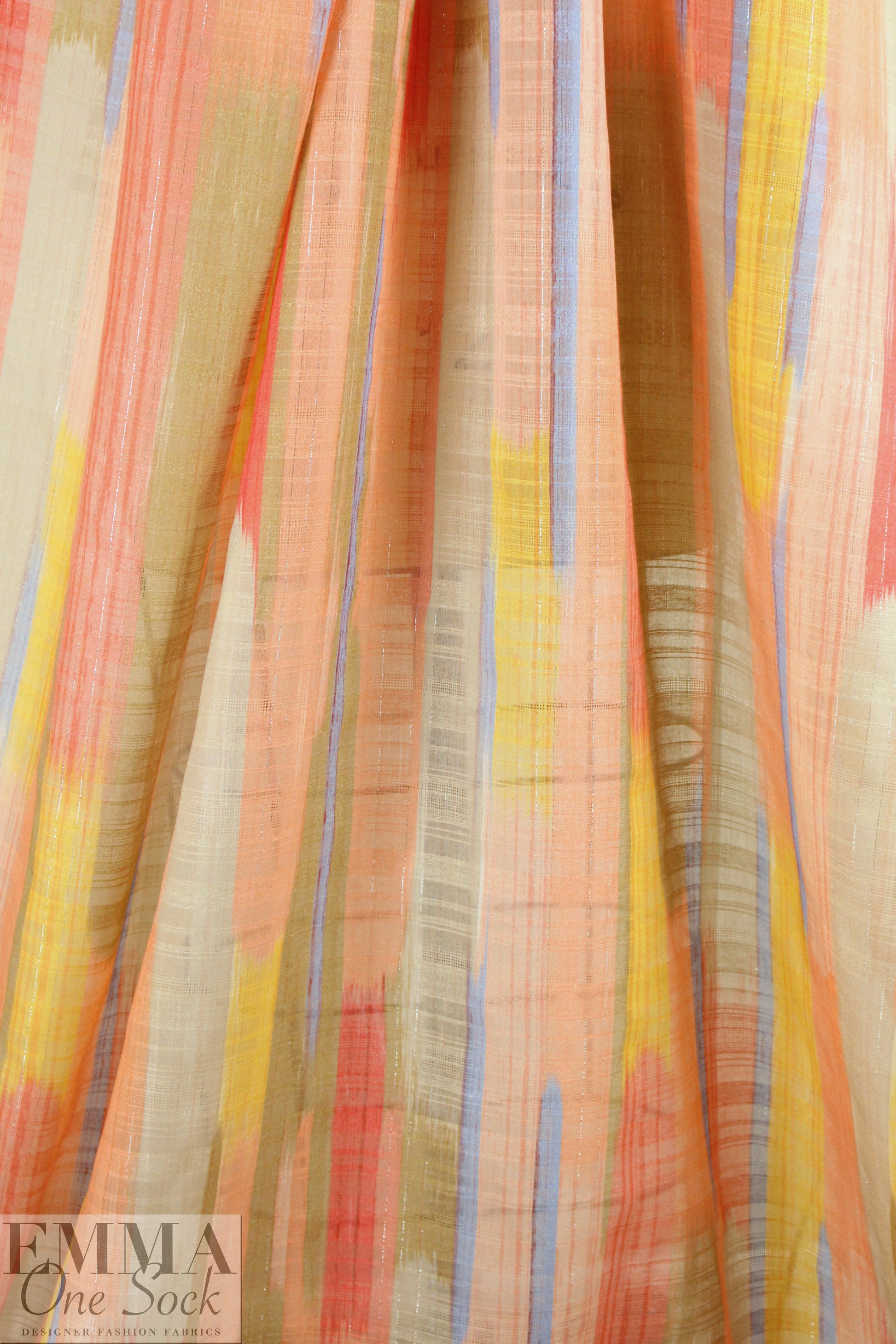 Italian over-printed cotton damask - southwest stripe