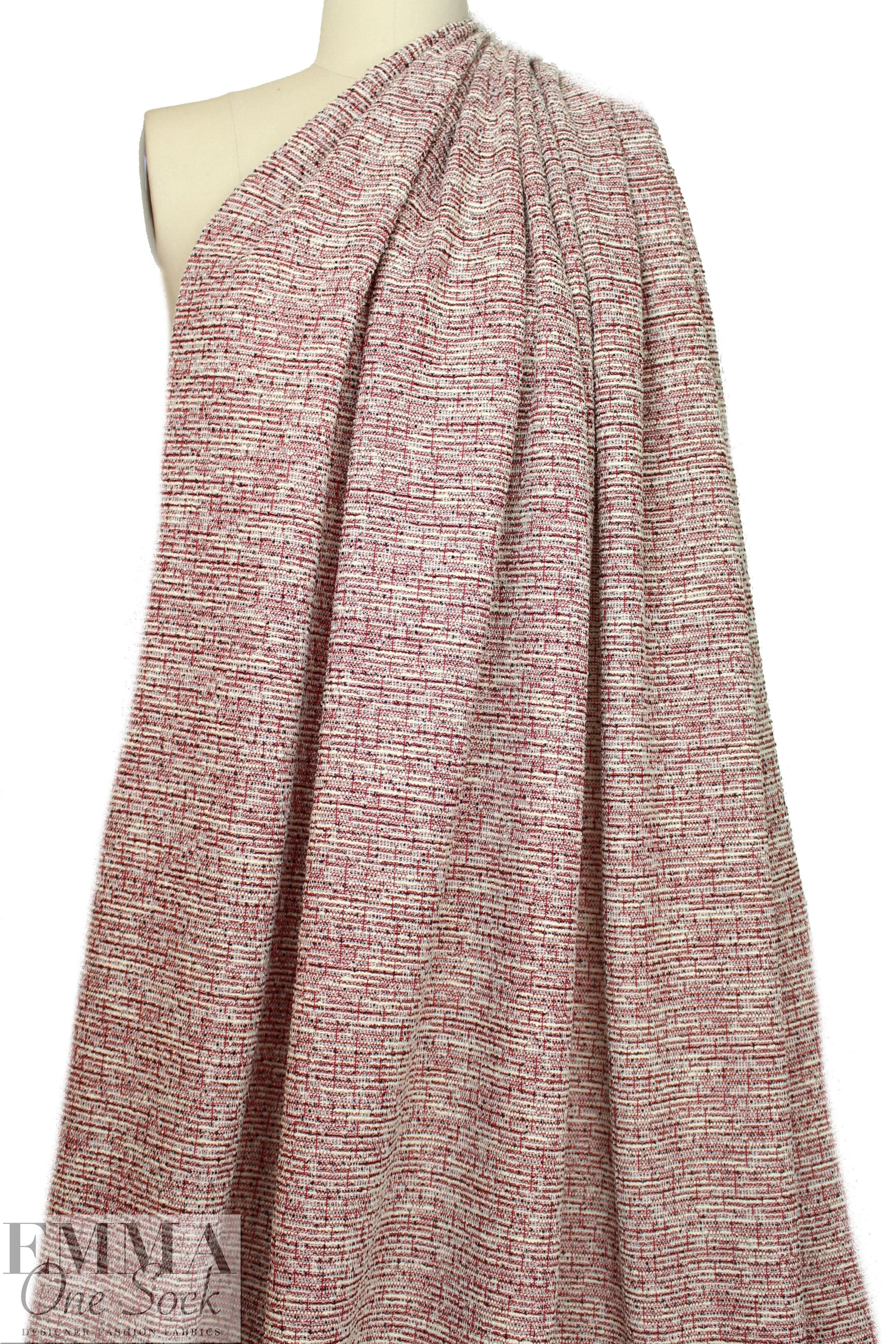 NY designer tweedy lightweight sweater hybrid - red 1.125 yds