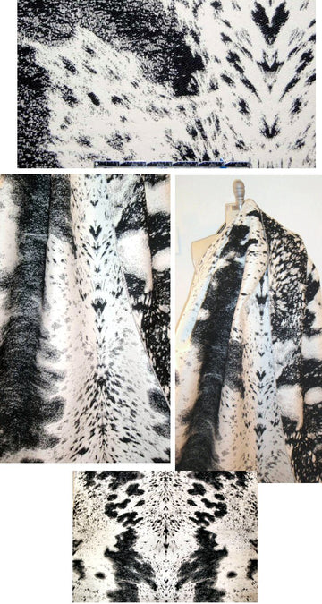 Valentin0 cowskin look black white reversible brocade 1.125 yds