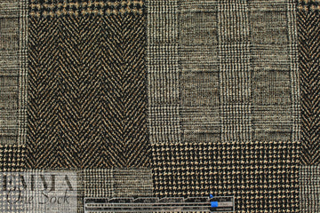Italian herring/glen/tweed patchwork stretch brocade