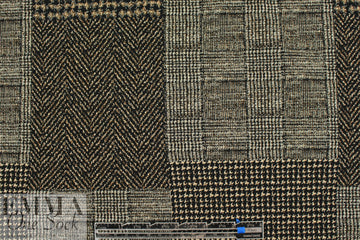 Italian herring/glen/tweed patchwork stretch brocade 1.125 yds