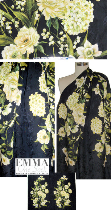 Italian double floral garland cotton matelasse' panel