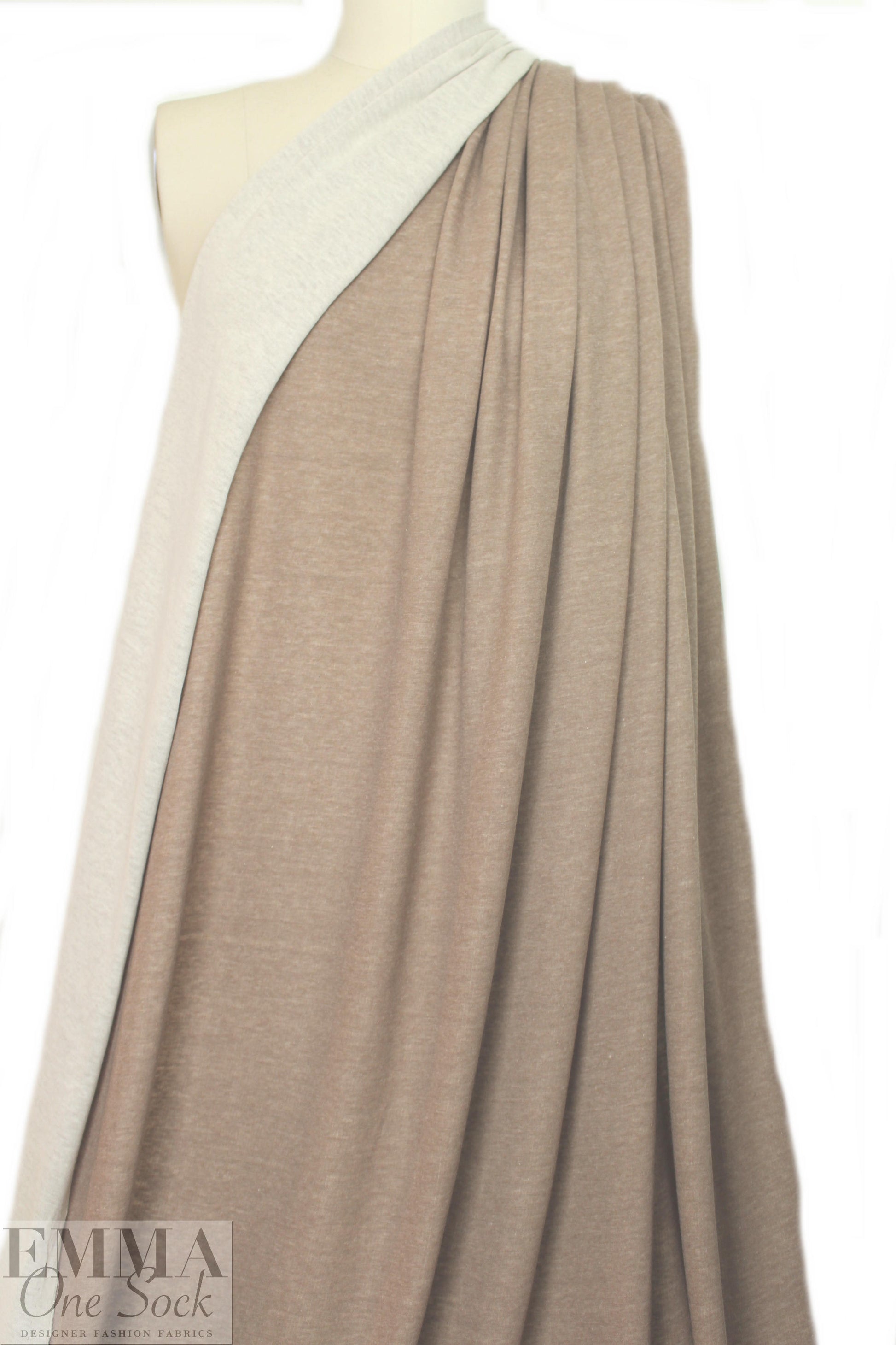 Italian cotton/cashmere 2-ply knit - cafe au lait/natural