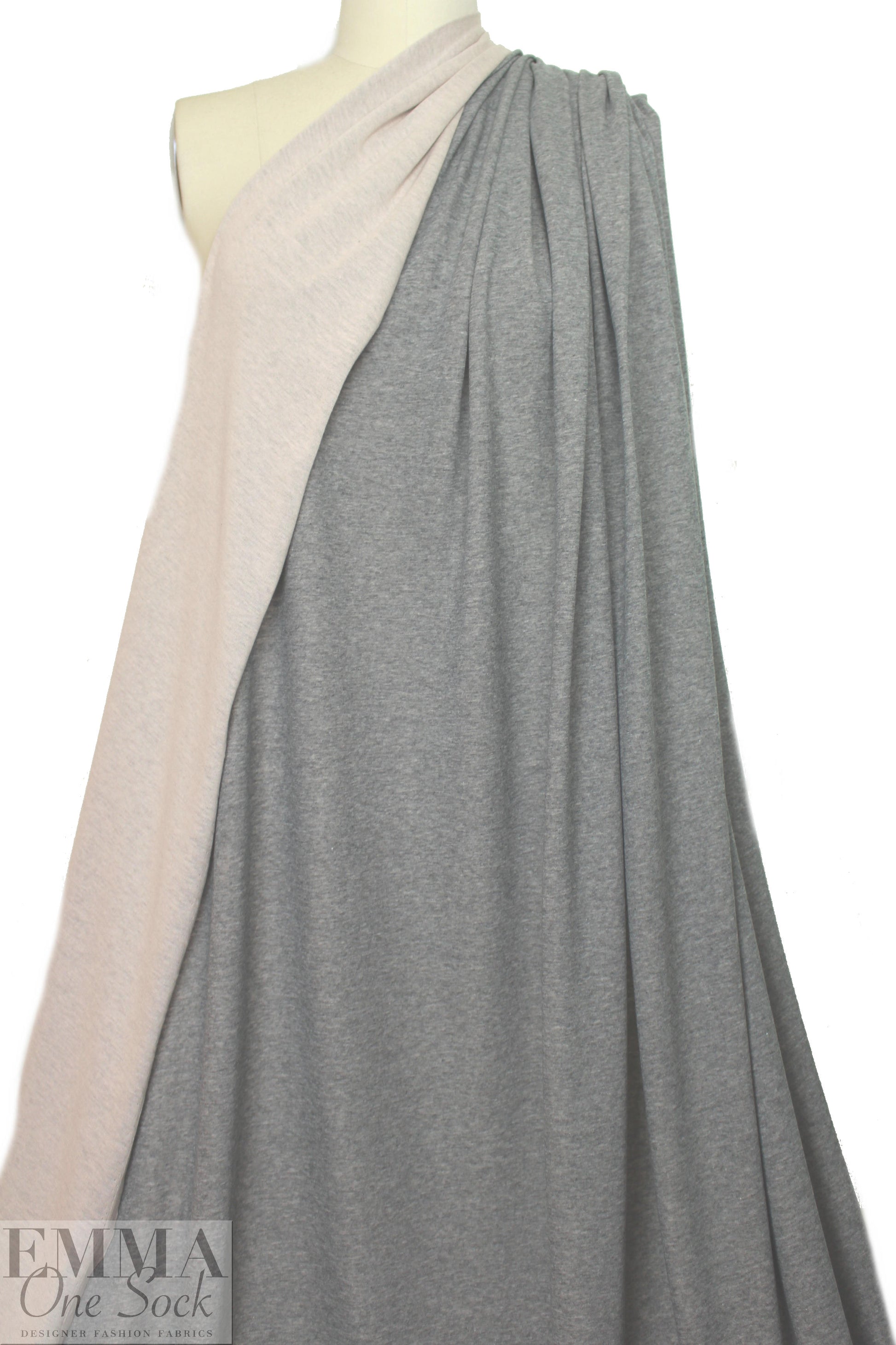 Italian cotton/cashmere 2-ply knit - gray/parchment